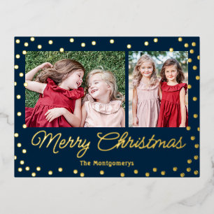 Bubbly Cheer Foil Holiday Postcard Christmas Card