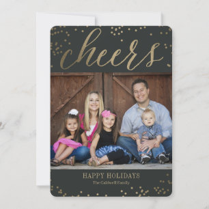 Bubbly Cheers EDITABLE COLOR Holiday Photo Cards