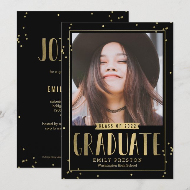 Bubbly Chic EDITABLE COLOR Graduation Invitation (Front/Back)