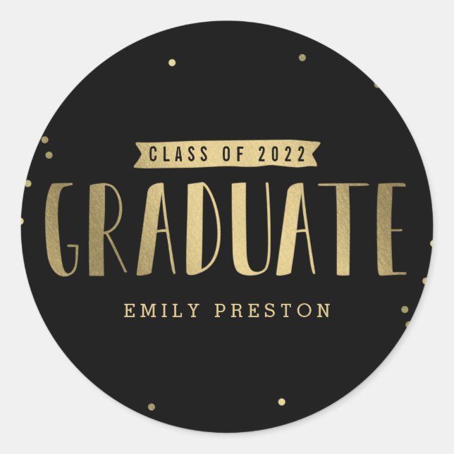 Bubbly Chic Graduation Stickers or Envelope Seals (Front)