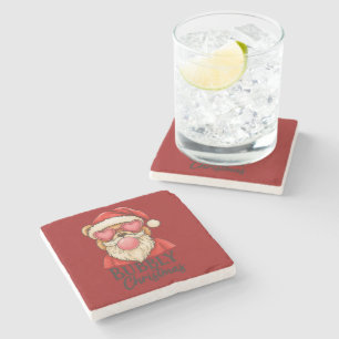 Bubbly Christmas Bear Stone Coaster