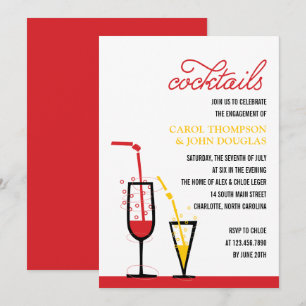 Bubbly Cocktails Engagement Party Invitation