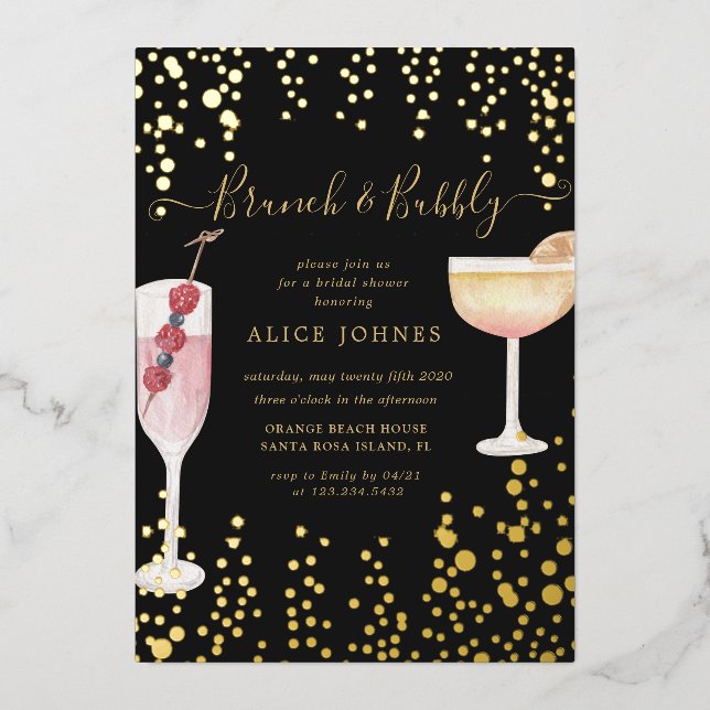 bubbly cocktails gold glitter bridal brunch (Front)