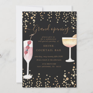 bubbly cocktails sparkle grand opening invitation