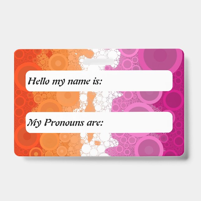 Bubbly Customisable Abstract Lesbian Pride Flag    ID Badge (Front)