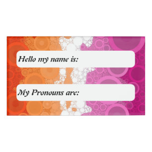 Bubbly Customisable Abstract Lesbian Pride Flag Name Tag