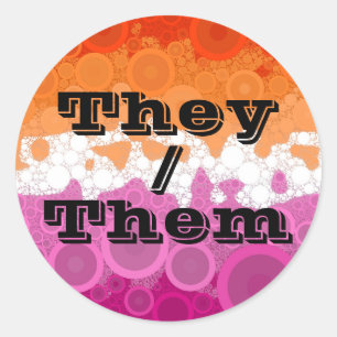 Bubbly Customisable Pronoun Lesbian Pride Flag Classic Round Sticker