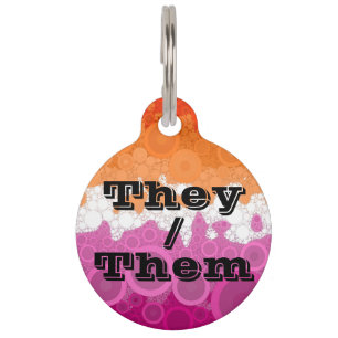 Bubbly Customisable Pronoun Lesbian Pride Flag Pet Tag