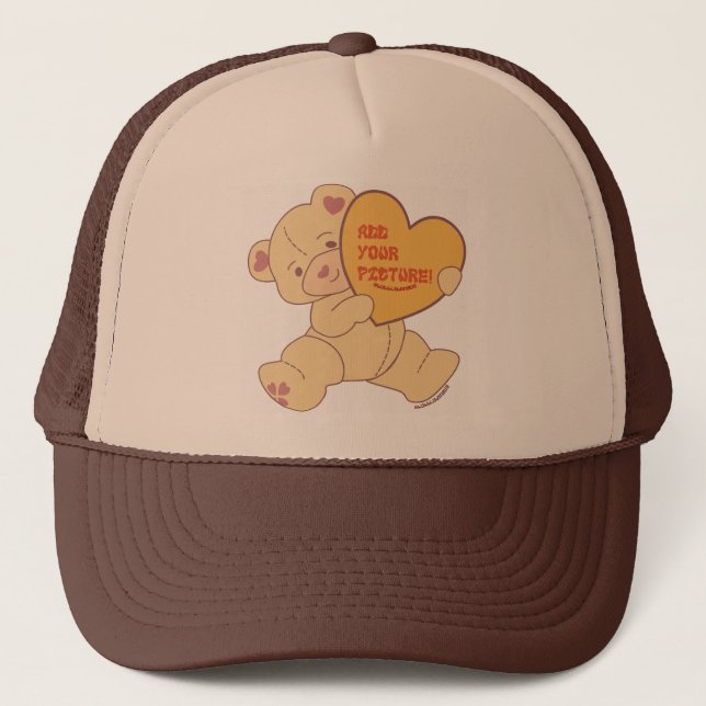 Bubbly Cute Bear Pink Colorway Trucker Hat (Front)