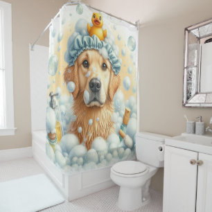 Bubbly Dog Shower Curtain