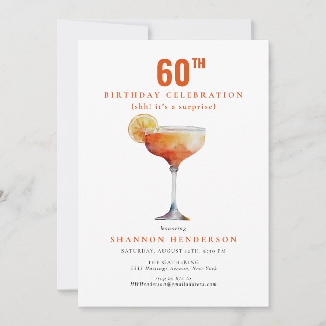 Bubbly Drink 60th Birthday Party Invitation (Front)