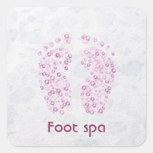 bubbly feet in pink square sticker
