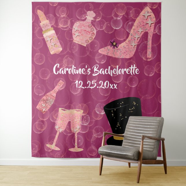 Bubbly Glitter Champagne Bachelorette Party Tapest Tapestry (In Situ)