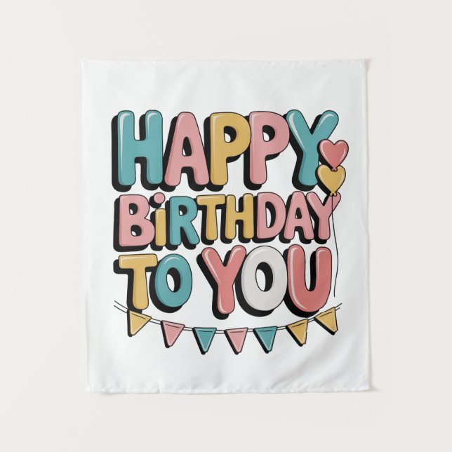 Bubbly Happy Birthday Tapestry (Front)