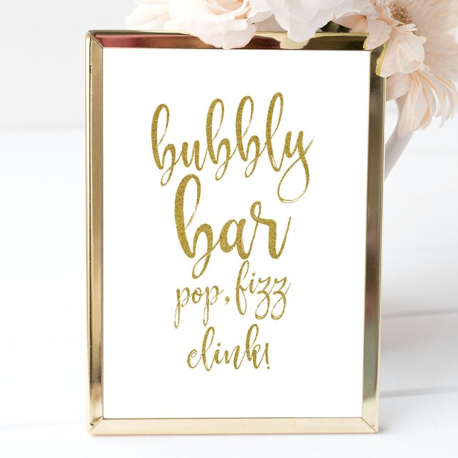 Bubbly Mary Bar Gold Affordable Wedding Sign (Creator Uploaded)