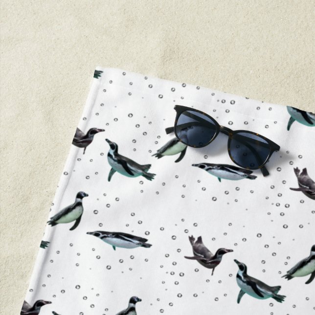 Bubbly Penguins Beach Towel (choose colour) (In Situ)