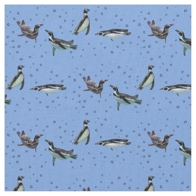 Bubbly Penguins Fabric (Light Blue) (Close Up)