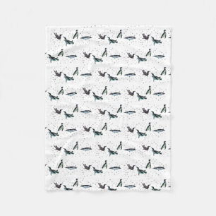 Bubbly Penguins Fleece Blanket (choose colour)