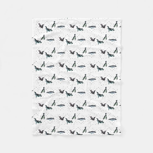 Bubbly Penguins Fleece Blanket (choose colour) (Front)