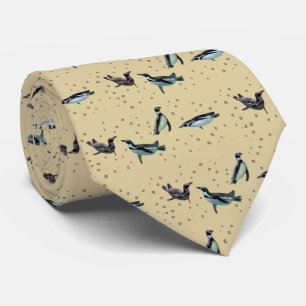 Bubbly Penguins Tie (Gold)
