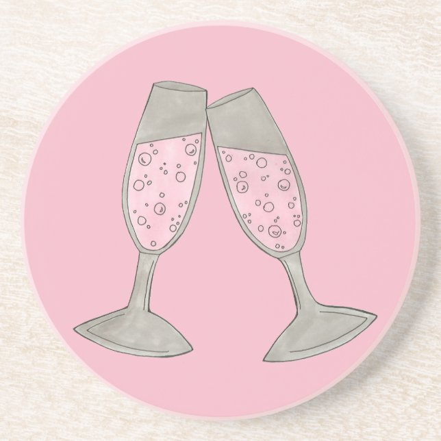 Bubbly Pink Champagne Toast Cheers Celebration Coaster (Front)