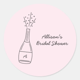 Bubbly Popping Champagne Bottle Bridal Shower Classic Round Sticker