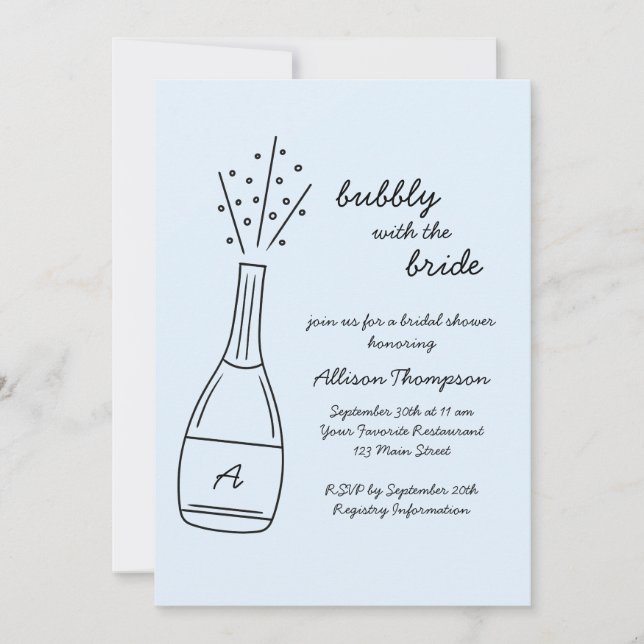 Bubbly Popping Champagne Bottle Bridal Shower Invitation (Front)