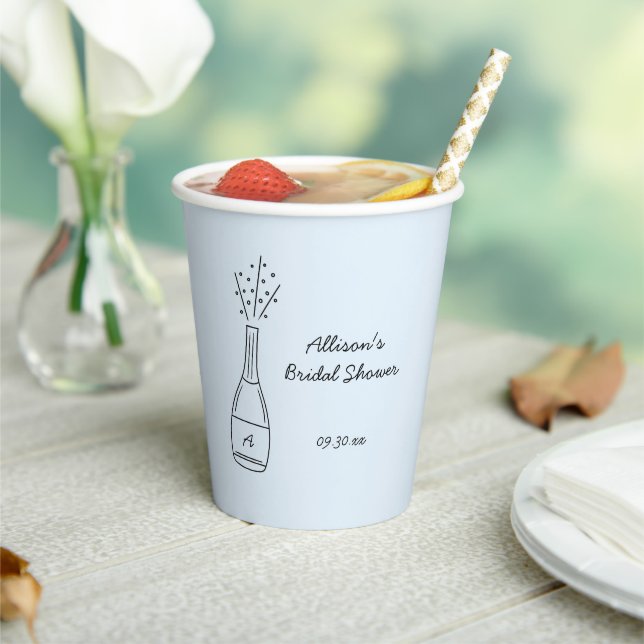 Bubbly Popping Champagne Bottle Bridal Shower Paper Cups (Insitu)