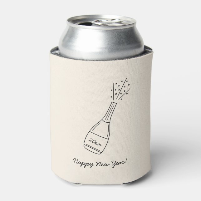 Bubbly Popping Champagne Bottle New Year's Eve Can Cooler (Can Front)
