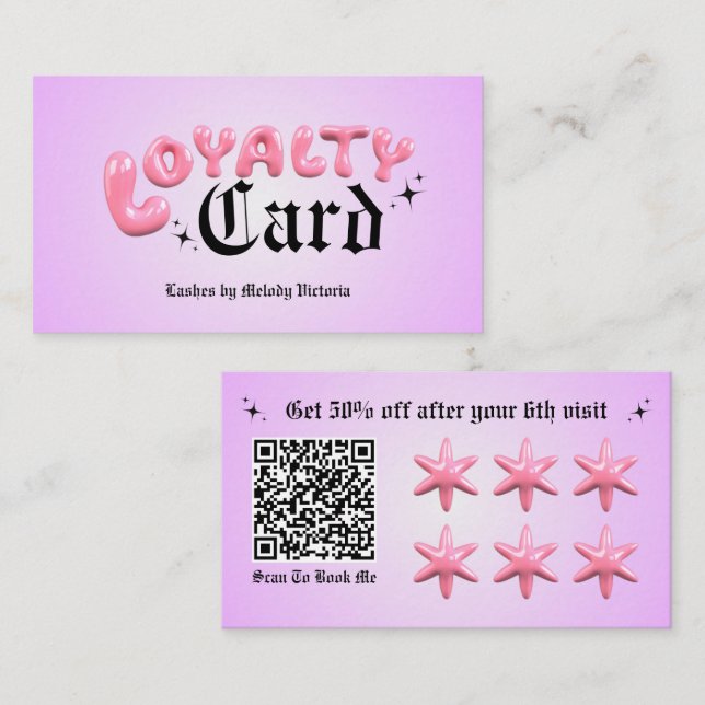 Bubbly Purple Loyalty Business Card (Front/Back)