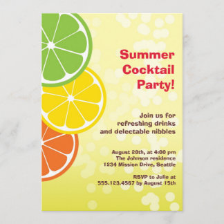 Bubbly refreshing drink citrus slice summer party invitation