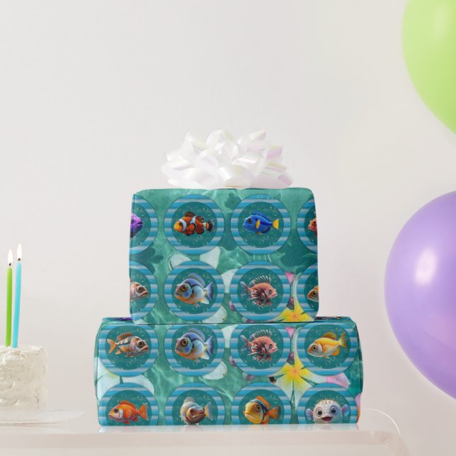 Bubbly Seas 3 Wrapping Paper Rolls  (Party Gifts)