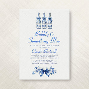 Bubbly Something Blue Chinoiserie Bridal Shower Invitation