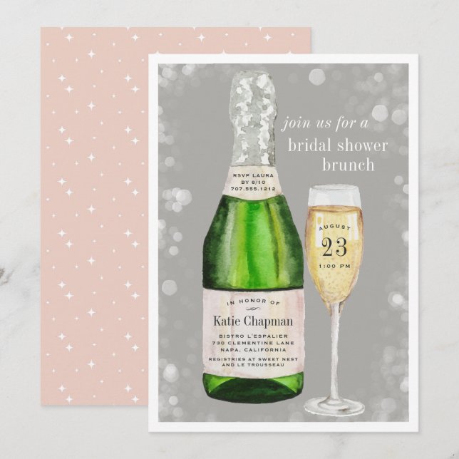 Bubbly Toast | Bridal Shower Brunch Invitation (Front/Back)