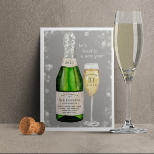 Bubbly Toast   New Year's Eve Party Invitation