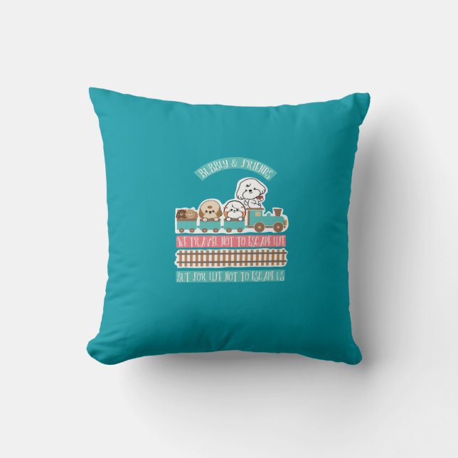 Bubbly travel with friends cushion (Front)