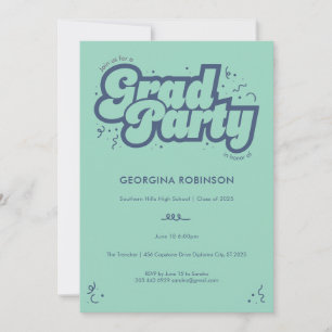 Bubbly Type Grad Party Invitation - Green