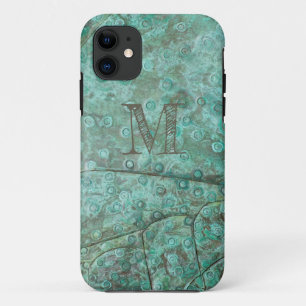 Bubbly Verdigris Bronze Custom Monogram iPhone 11 Case