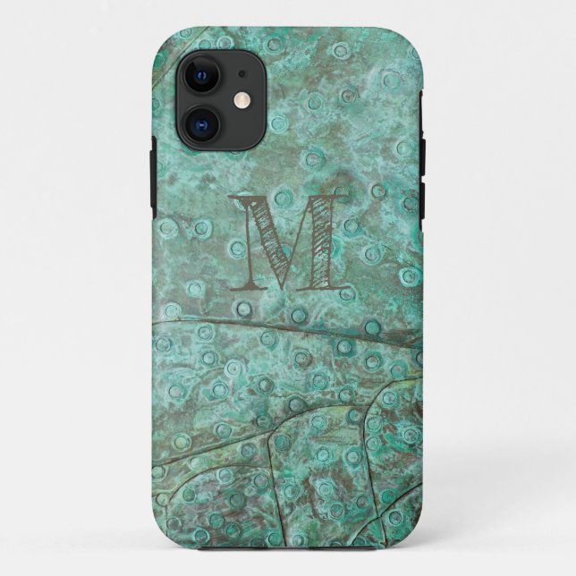 Bubbly Verdigris Bronze Custom Monogram Case-Mate iPhone Case (Back)