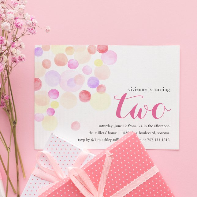 Bubbly | Watercolor Second Birthday Invitation (Creator Uploaded)