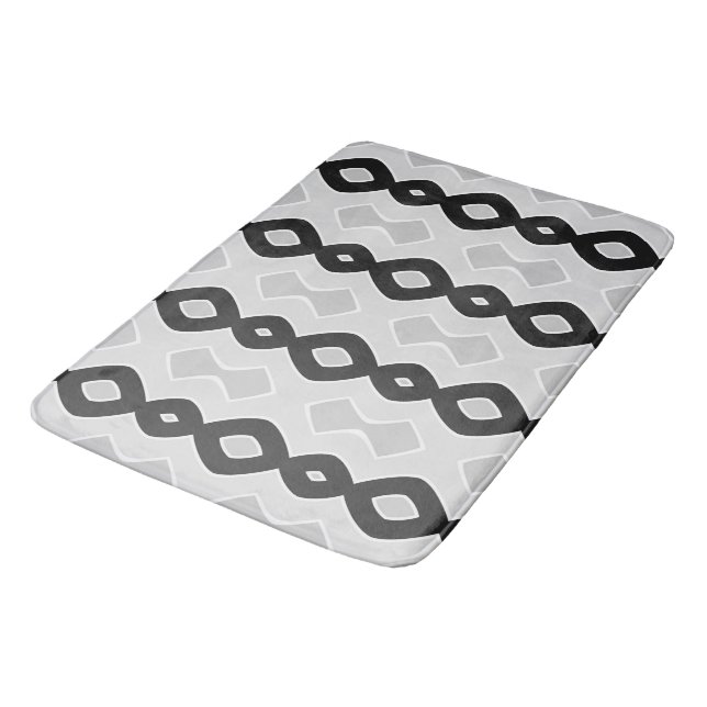 Bubbly Wave Shades of grey Pattern Bath Mat (Angled)