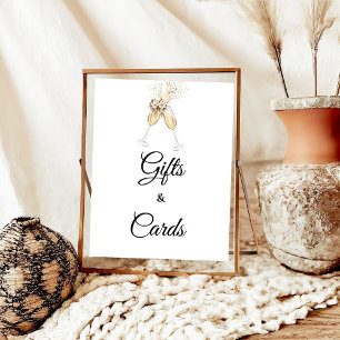 Bubbly Wine glasses Bridal shower gift & Cards Poster
