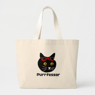 BubblyCuddle Purrfessor Cat Large Tote Bag