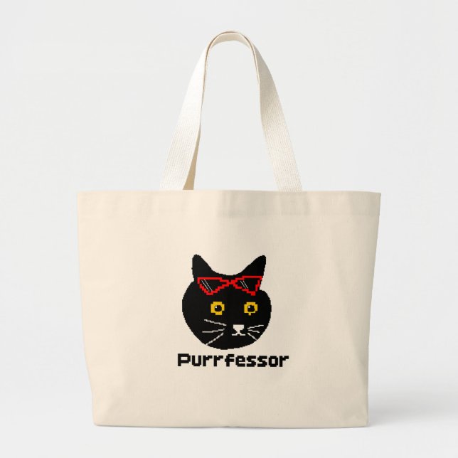 BubblyCuddle Purrfessor Cat Large Tote Bag (Front)