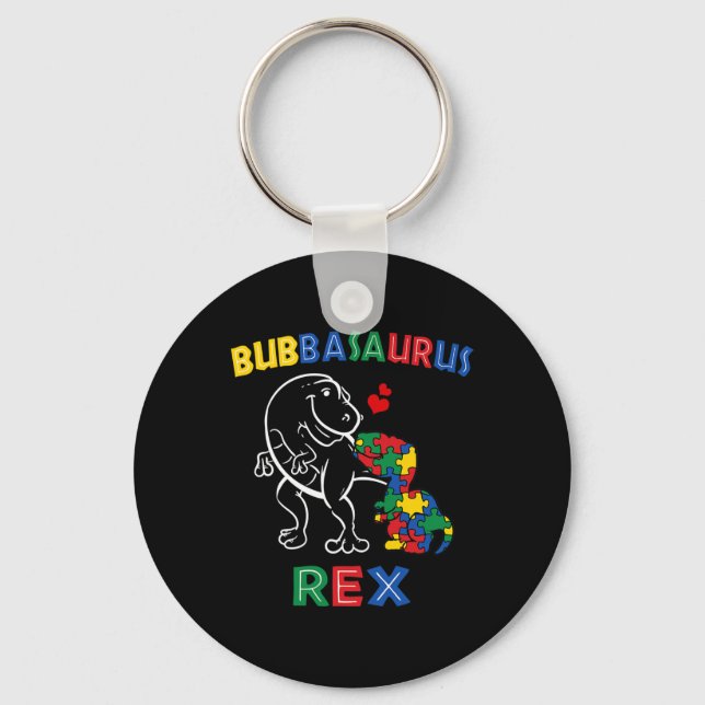 Bubbysaurus Autism Awareness Brother Dinosaur Sibl Key Ring (Front)