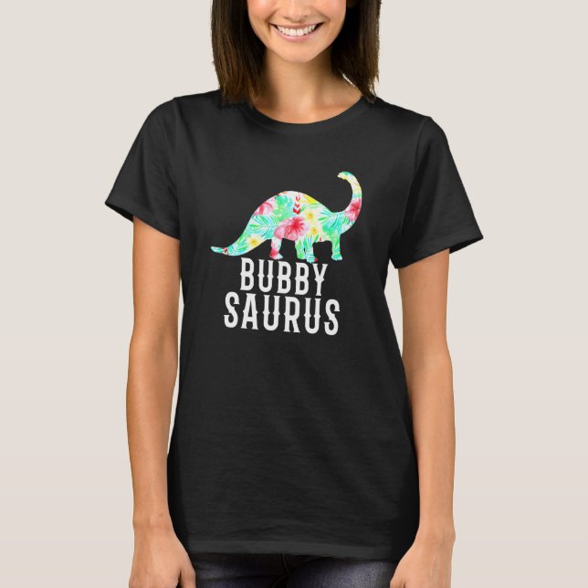 Bubbysaurus Jewish Yiddish Grandma Floral Dinosaur T-Shirt (Front)