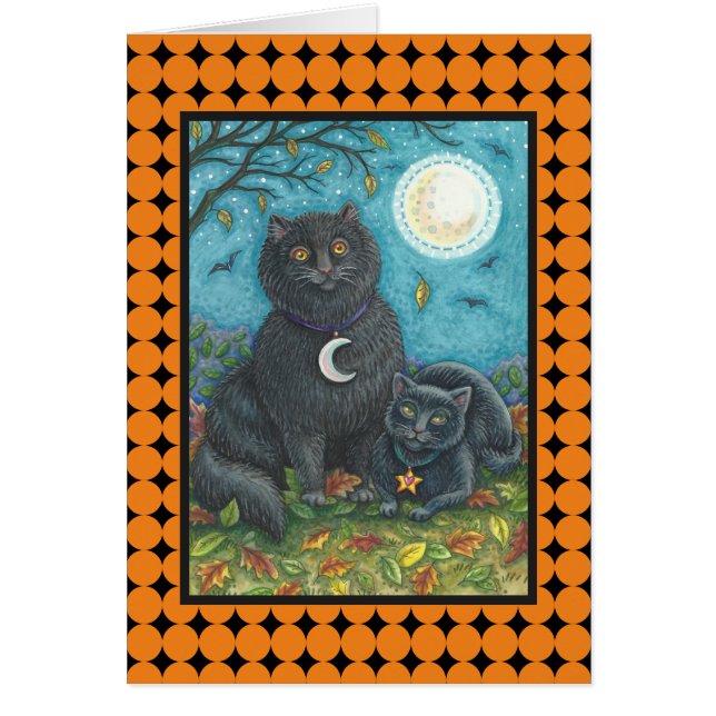 BUBO & PYEWACKET BLACK CAT GREETING CARD Blank (Front)