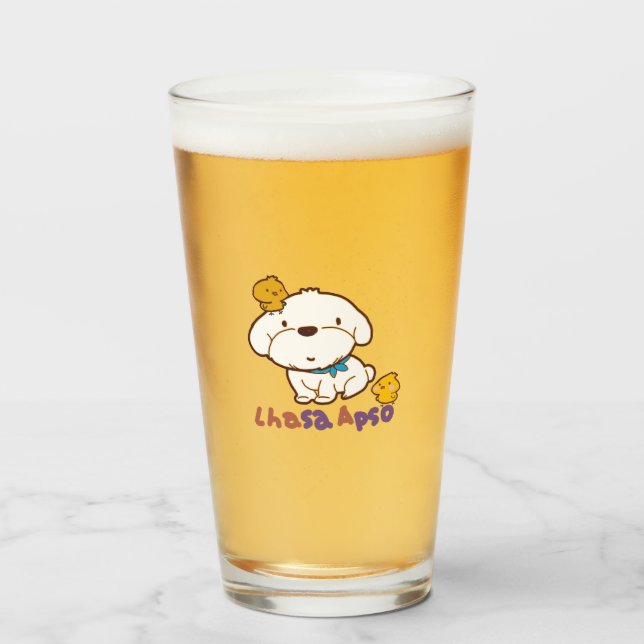 bubu and guagua( Lhasa apso and little chicken) Glass (Front Filled)