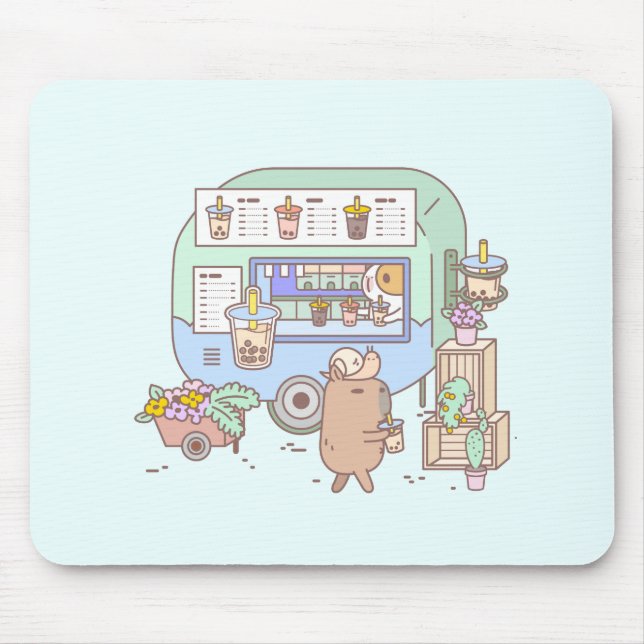 Bubu and Moonch, Guinea pig Bubble Tea Vendor Mouse Mat (Front)
