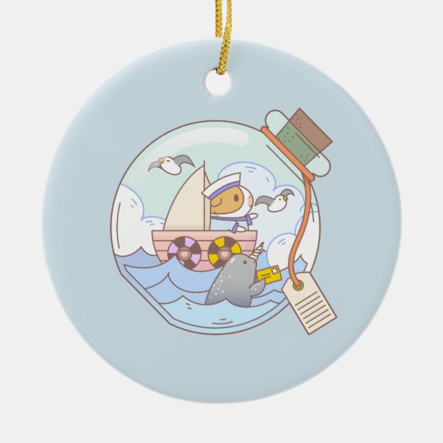 Bubu the Guinea pig, A jar of Adventure Ceramic Tree Decoration (Front)